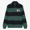 By Parra Worked P Striper Half Zip Sweatshirt