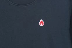 New 🎁 Hanon Flame Badge Crewneck Sweatshirt "Petrol Navy" 🎉 10 Hanon Flame Badge Crewneck Sweatshirt