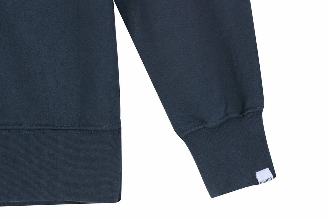 New 🎁 Hanon Flame Badge Crewneck Sweatshirt "Petrol Navy" 🎉 6 Hanon Flame Badge Crewneck Sweatshirt "Petrol Navy"