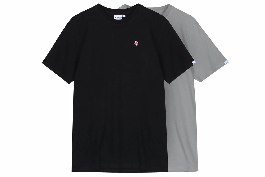Hot Sale π Apparel Hanon Flame Badge Tee Double Pack "Black/Monument Grey" π 3 Apparel Hanon Flame Badge Tee Double Pack "Black/Monument Grey"